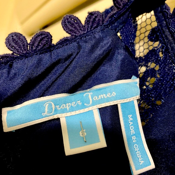 Draper James Navy Lace Inset Flutter Sleeve Dress - Picture 6 of 8